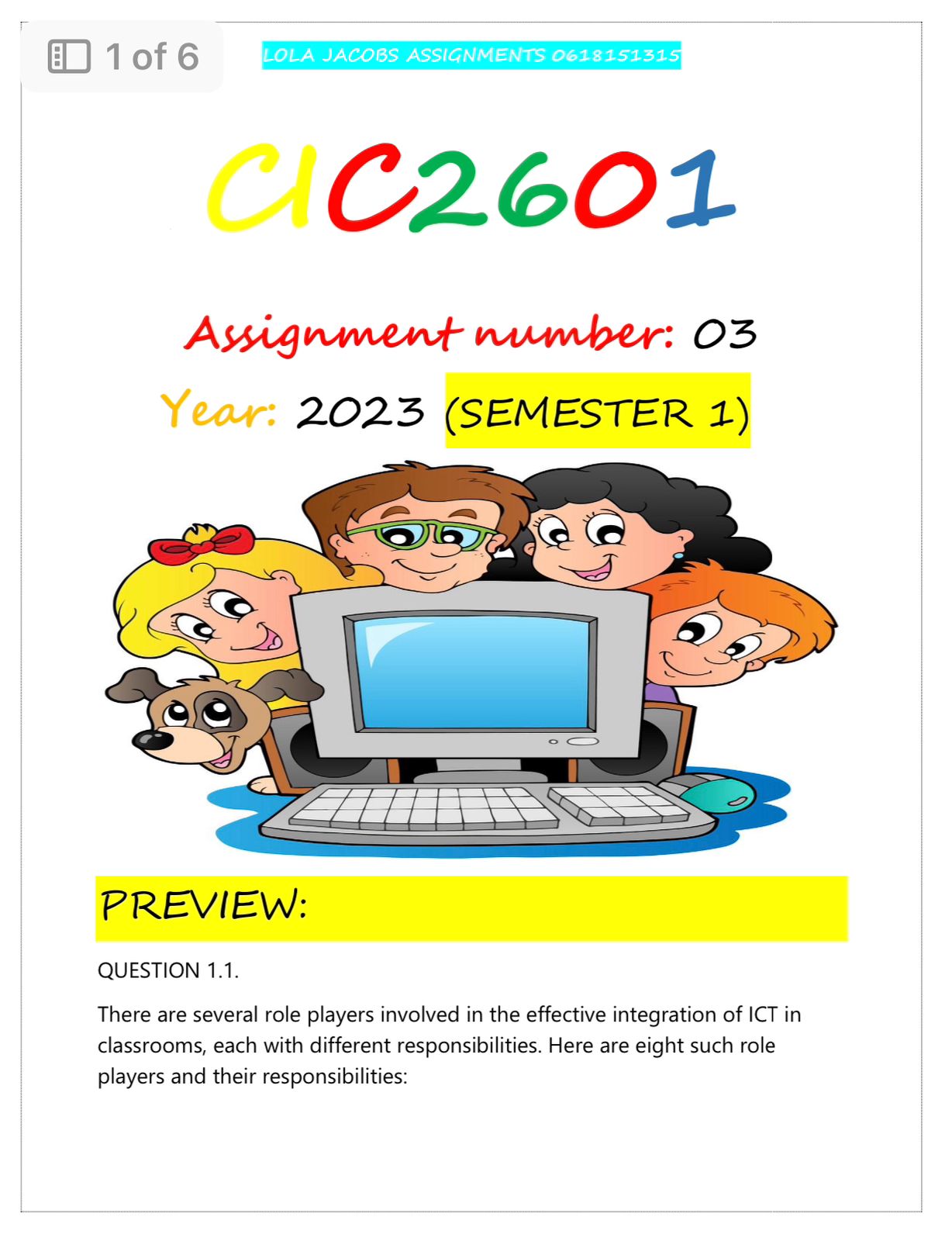 cic2601 assignment 3 2023